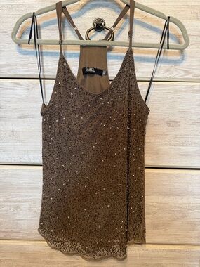 Women’s buckle BKE Brown Sequin Spaghetti Strap Top- XS